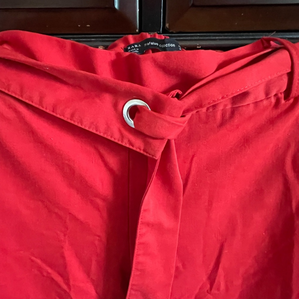 Zara Red Wide-Leg Pants